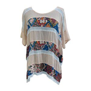 Johnny Was Retreat Paneled Blouse Floral Top Size M